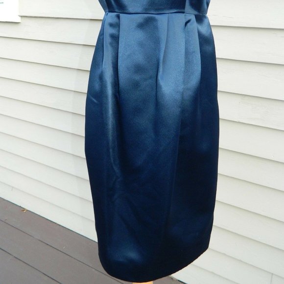 Michael Kors Midnight Blue Satin Umpire Sleeveless Dress Size 4 - Picture 6 of 9
